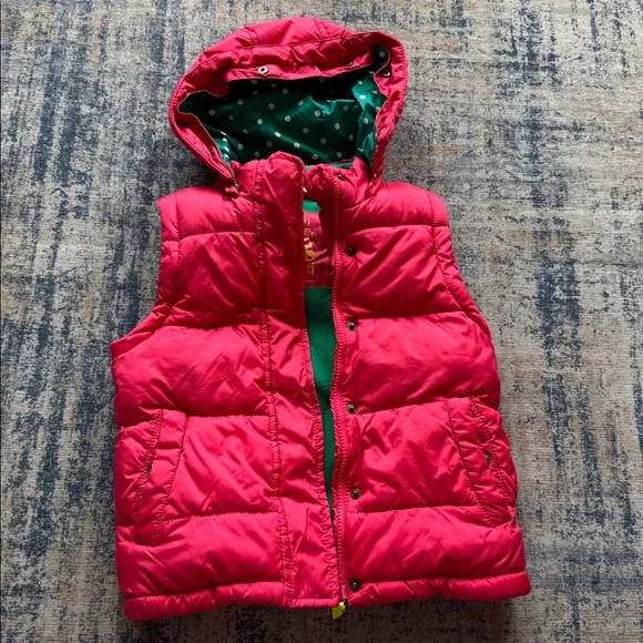 Mini Boden Red Convertible Jacket with Green Polka Dot Lining - Size 4-5 - Picture 9 of 12